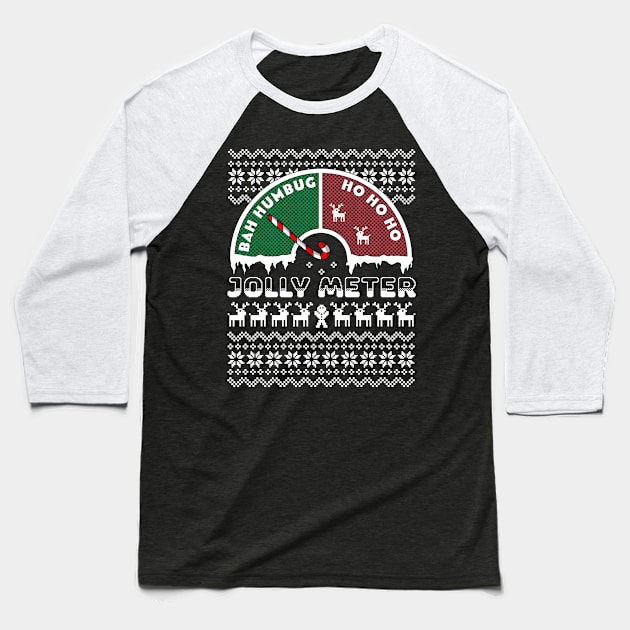 Jolly Meter Bah Humbug To Ho Ho Ho Anti Christmas Funny Baseball T-Shirt by OrangeMonkeyArt